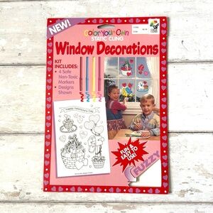 Valentine’s Day Color Your Own Static Cling Window Decorations Kids Crafts NEW